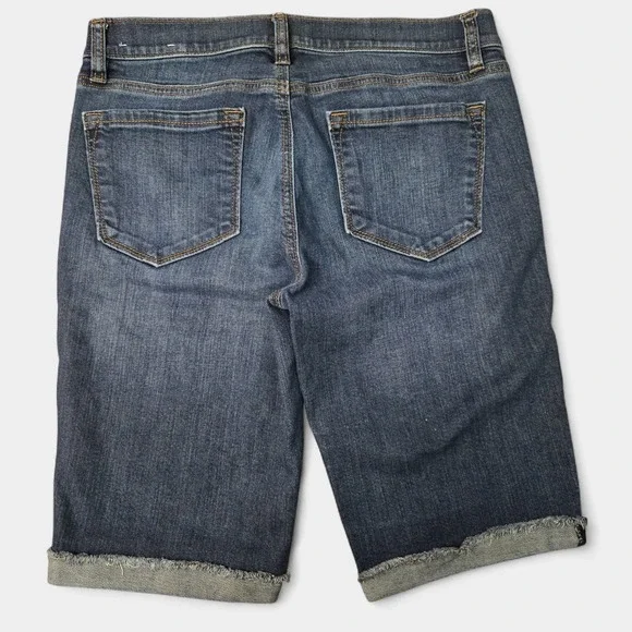 Loft Bermuda Jean Rolled Hem Shorts 6 Summer Minimalist Preppy Casual Vacation - Picture 3 of 9